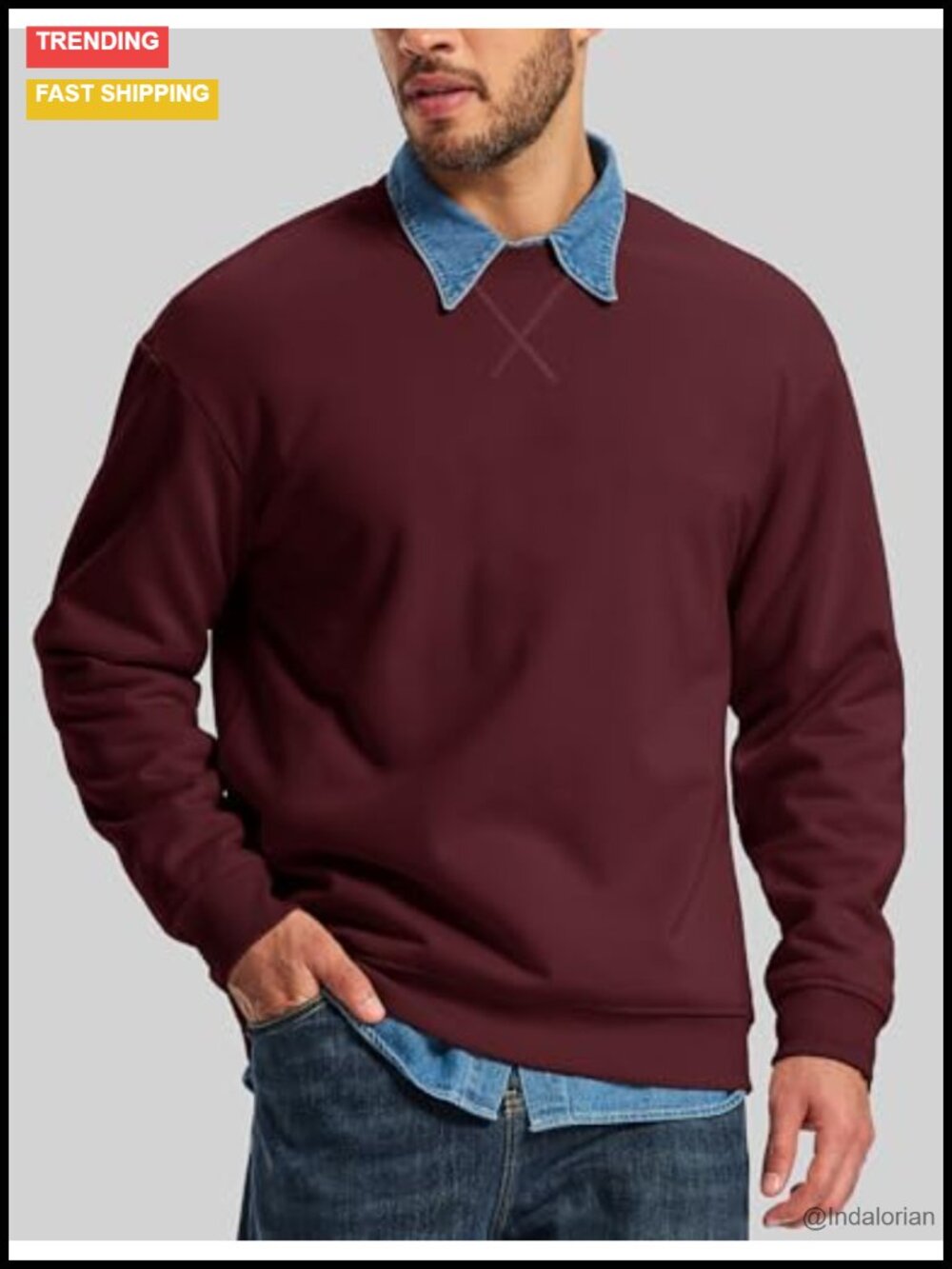 Men's Sherpa Lined Fleece Pullover Sweatshirt Heavyweight Winter - Picture 2 of 6